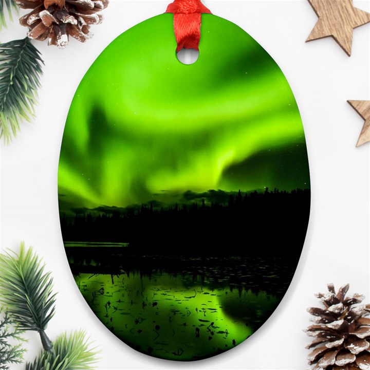 Aurora Borealis Northern Lights Sky Oval Ornament (Two Sides)