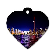 Toronto City Cn Tower Skydome Dog Tag Heart (two Sides) by Sudhe