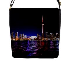 Toronto City Cn Tower Skydome Flap Closure Messenger Bag (l) by Sudhe