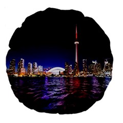 Toronto City Cn Tower Skydome Large 18  Premium Flano Round Cushions by Sudhe