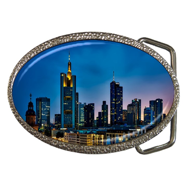 Frankfurt Germany Panorama City Belt Buckles