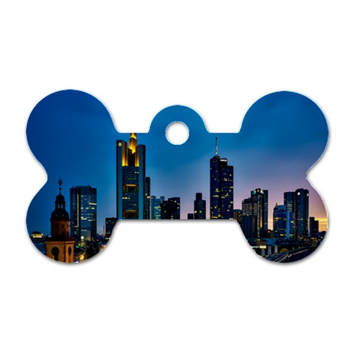 Frankfurt Germany Panorama City Dog Tag Bone (Two Sides)