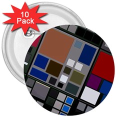 Abstract Composition 3  Buttons (10 Pack)  by Sudhe