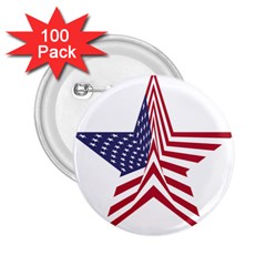 A Star With An American Flag Pattern 2 25  Buttons (100 Pack)  by Sudhe