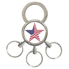 A Star With An American Flag Pattern 3-ring Key Chains by Sudhe