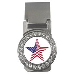 A Star With An American Flag Pattern Money Clips (cz)  by Sudhe