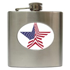 A Star With An American Flag Pattern Hip Flask (6 Oz) by Sudhe