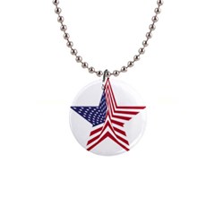 A Star With An American Flag Pattern 1  Button Necklace by Sudhe