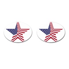 A Star With An American Flag Pattern Cufflinks (oval) by Sudhe