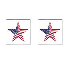 A Star With An American Flag Pattern Cufflinks (square) by Sudhe