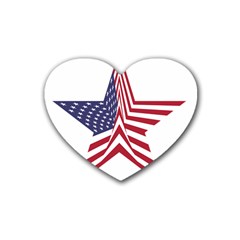 A Star With An American Flag Pattern Rubber Coaster (heart)  by Sudhe