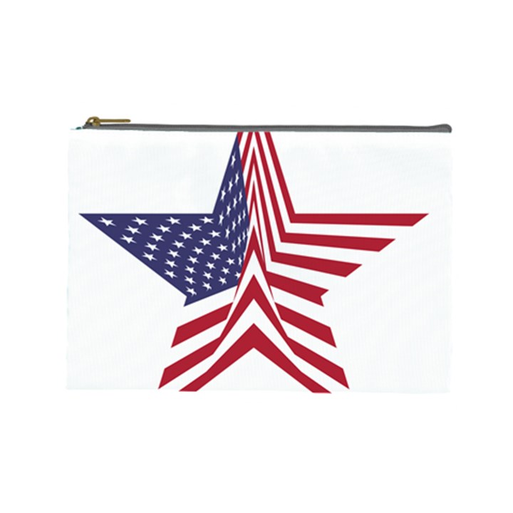 A Star With An American Flag Pattern Cosmetic Bag (Large)