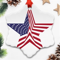 A Star With An American Flag Pattern Snowflake Ornament (two Sides) by Sudhe