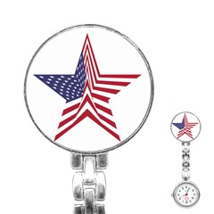 A Star With An American Flag Pattern Stainless Steel Nurses Watch by Sudhe