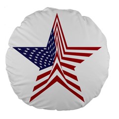 A Star With An American Flag Pattern Large 18  Premium Flano Round Cushions by Sudhe