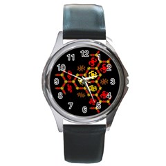 Algorithmic Drawings Round Metal Watch by Sudhe