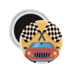 Automobile Car Checkered Drive 2 25  Magnets by Sudhe