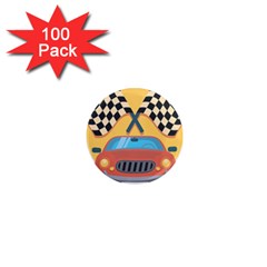 Automobile Car Checkered Drive 1  Mini Magnets (100 Pack)  by Sudhe