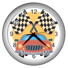 Automobile Car Checkered Drive Wall Clock (silver) by Sudhe