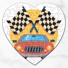 Automobile Car Checkered Drive Jigsaw Puzzle (heart) by Sudhe