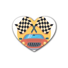 Automobile Car Checkered Drive Heart Coaster (4 Pack)  by Sudhe