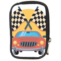 Automobile Car Checkered Drive Compact Camera Leather Case by Sudhe