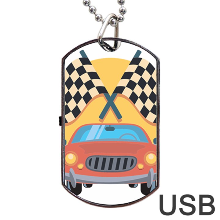 Automobile Car Checkered Drive Dog Tag USB Flash (One Side)