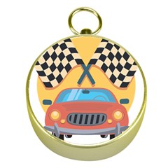 Automobile Car Checkered Drive Gold Compasses by Sudhe