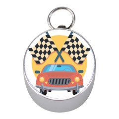 Automobile Car Checkered Drive Mini Silver Compasses by Sudhe