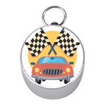 Automobile Car Checkered Drive Mini Silver Compasses Front