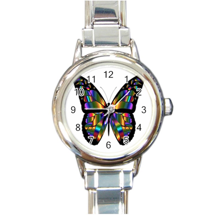 Abstract Animal Art Butterfly Round Italian Charm Watch