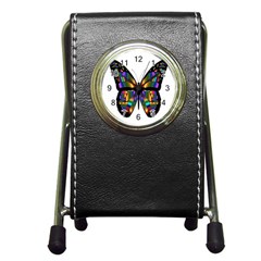 Abstract Animal Art Butterfly Pen Holder Desk Clock by Sudhe