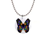 Abstract Animal Art Butterfly 1  Button Necklace Front