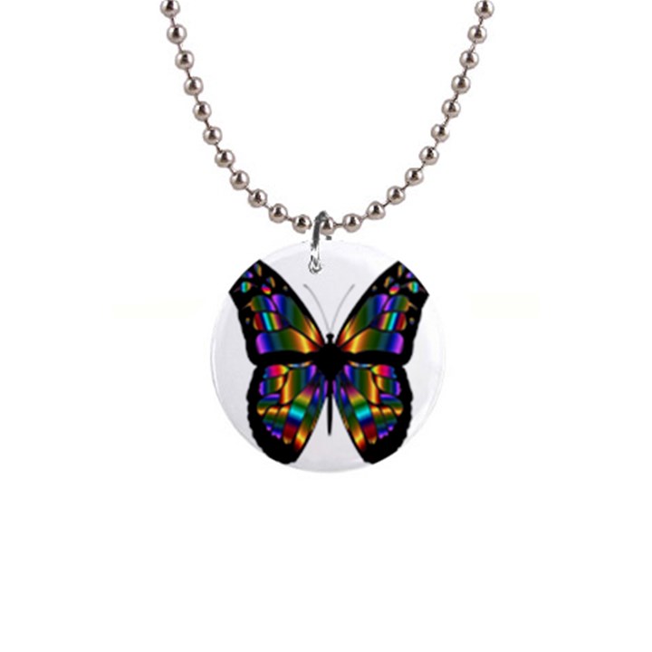 Abstract Animal Art Butterfly 1  Button Necklace