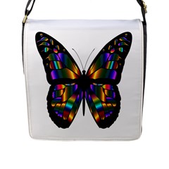 Abstract Animal Art Butterfly Flap Closure Messenger Bag (l) by Sudhe