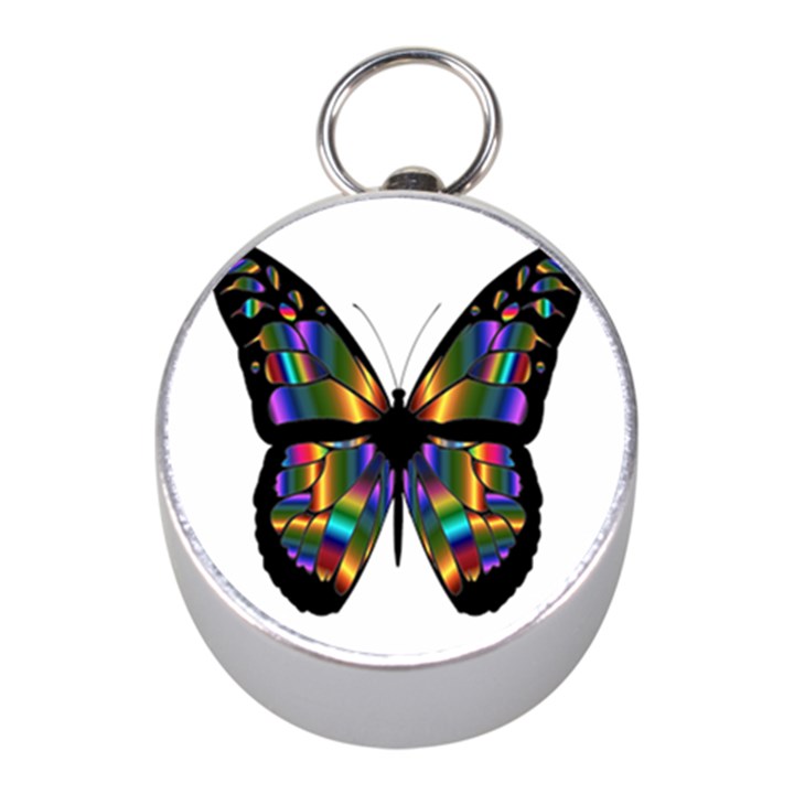 Abstract Animal Art Butterfly Mini Silver Compasses