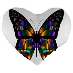 Abstract Animal Art Butterfly Large 19  Premium Flano Heart Shape Cushions by Sudhe