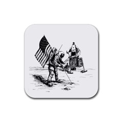 Apollo Moon Landing Nasa Usa Rubber Coaster (square)  by Sudhe