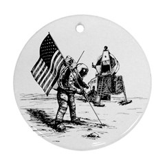 Apollo Moon Landing Nasa Usa Round Ornament (two Sides)