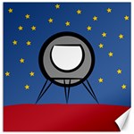 A Rocket Ship Sits On A Red Planet With Gold Stars In The Background Canvas 16  x 16  15.2 x15.41  Canvas - 1