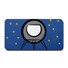 A Rocket Ship Sits On A Red Planet With Gold Stars In The Background Medium Bar Mats by Sudhe