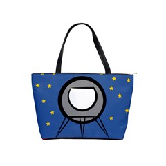 A Rocket Ship Sits On A Red Planet With Gold Stars In The Background Classic Shoulder Handbag by Sudhe