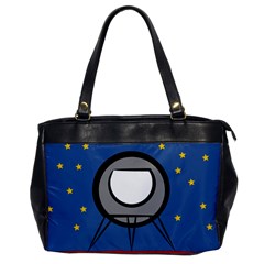 A Rocket Ship Sits On A Red Planet With Gold Stars In The Background Oversize Office Handbag by Sudhe