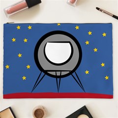 A Rocket Ship Sits On A Red Planet With Gold Stars In The Background Cosmetic Bag (xxl) by Sudhe