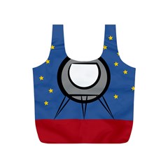 A Rocket Ship Sits On A Red Planet With Gold Stars In The Background Full Print Recycle Bag (s) by Sudhe