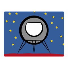 A Rocket Ship Sits On A Red Planet With Gold Stars In The Background Double Sided Flano Blanket (mini)  by Sudhe