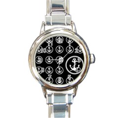 Anchor Pattern Round Italian Charm Watch by Sudhe