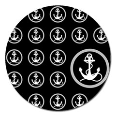 Anchor Pattern Magnet 5  (round) by Sudhe