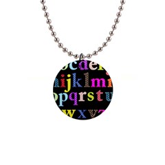 Alphabet Letters Colorful Polka Dots Letters In Lower Case 1  Button Necklace by Sudhe