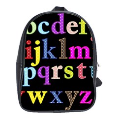 Alphabet Letters Colorful Polka Dots Letters In Lower Case School Bag (large) by Sudhe